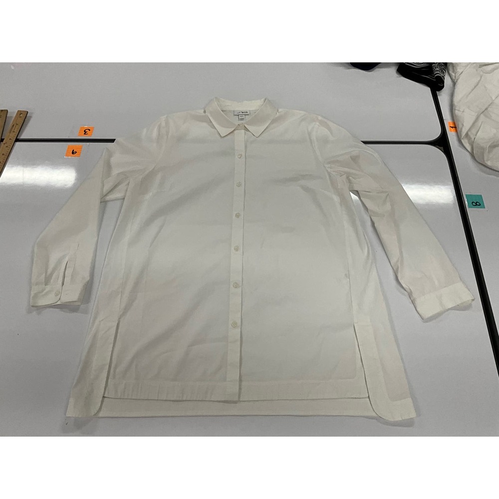 J. Jill The White Shirt Collection L  Button Up Classic Long Sleeve Rounded Hem